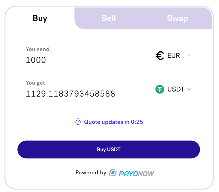 Payonow Exchange Widget